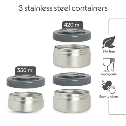 Borosil Hot-N-Fresh Thermal Vacuum Insulated Lunch Box with Bag