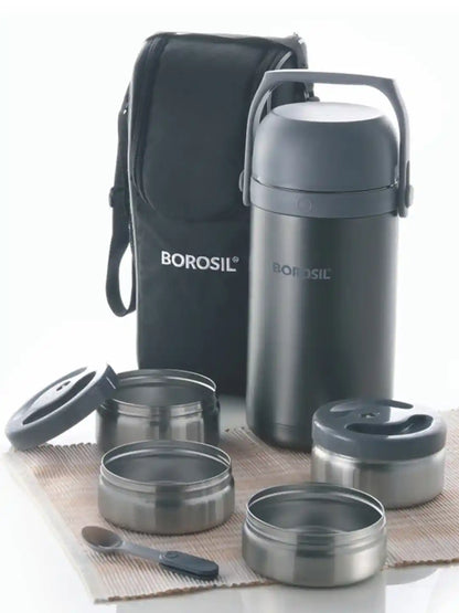 Borosil Hot-N-Fresh Thermal Vacuum Insulated Lunch Box with Bag