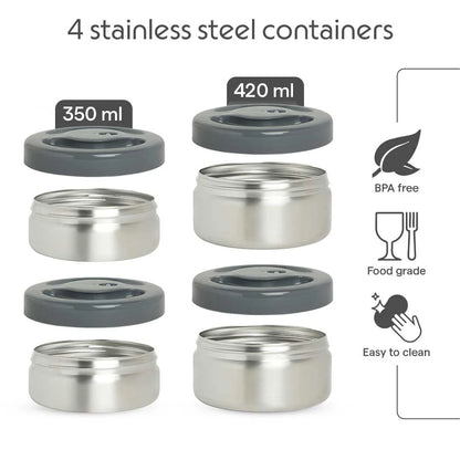 Borosil Hot-N-Fresh Thermal Vacuum Insulated Lunch Box with Bag