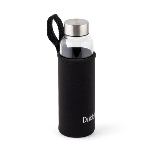 Dubblin Stream 400ml Slim Borosilicate Glass Bottle With Bag
