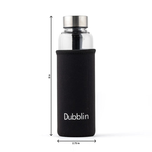 Dubblin Stream 400ml Slim Borosilicate Glass Bottle With Bag