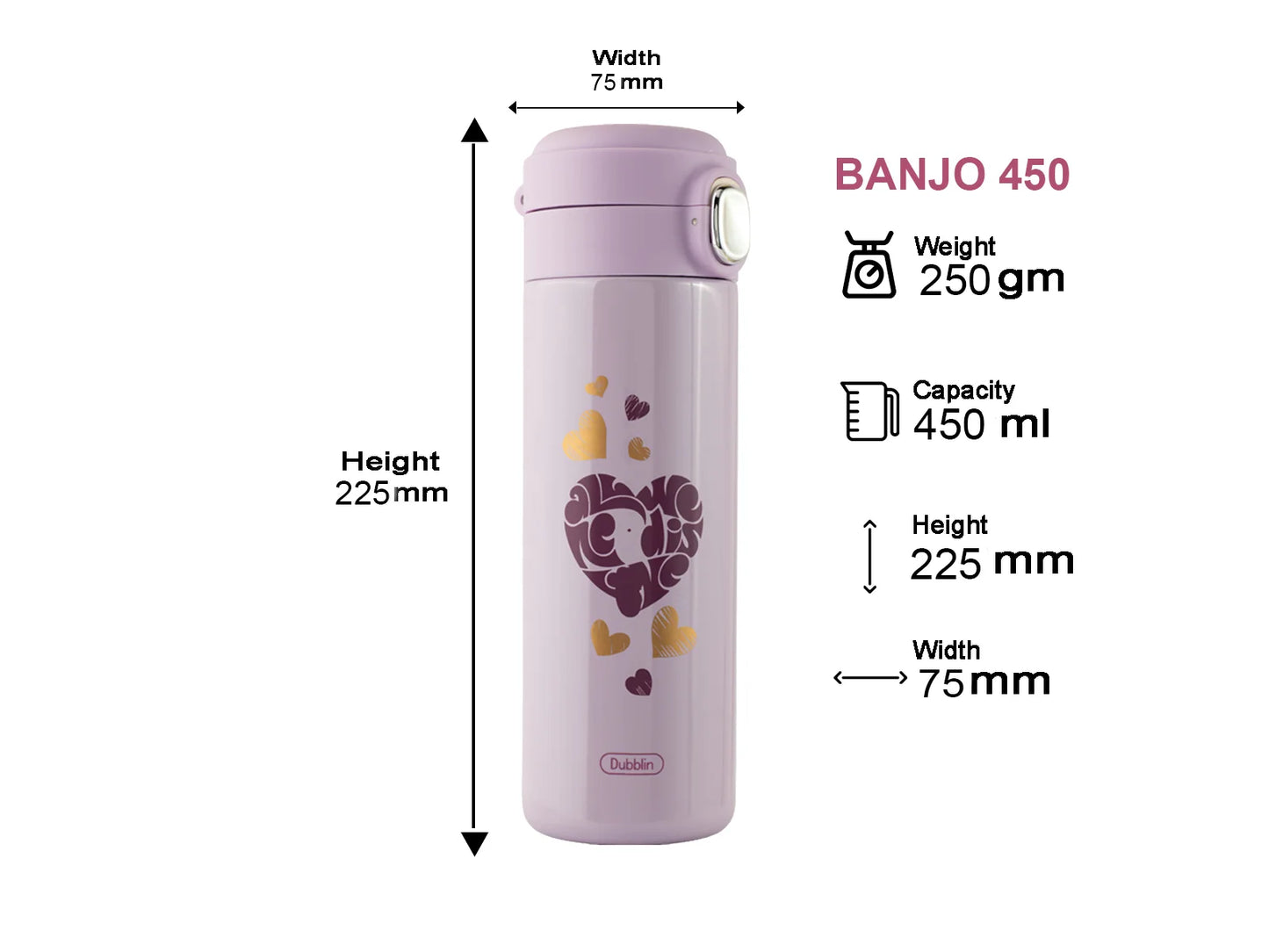 Dubblin Banjo 450ml Thermal Vacuum Insulated Bottle