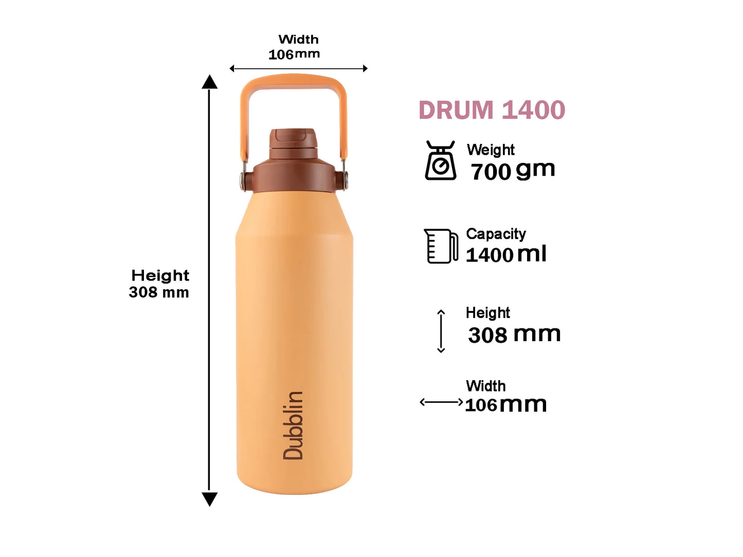 Dubblin Drum 1400 Thermal Vacuum Insulated Bottle