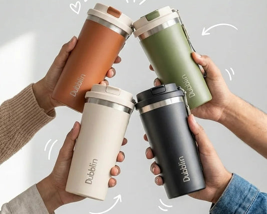 Dubblin Euro 500ml Thermal Vacuum Insulated Bottle with Silicon Straw (Twin Flow: Gulper Plus Straw Sipper)
