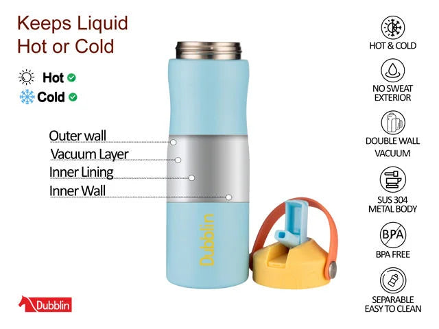 Dubblin Fancy 500 Thermal Vacuum Insulated Bottle with Straw
