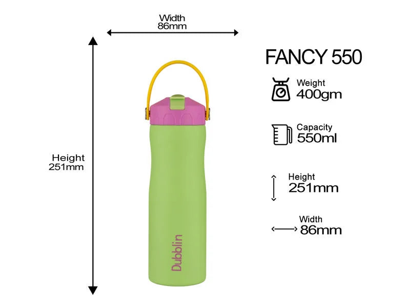Dubblin Fancy 500 Thermal Vacuum Insulated Bottle with Straw