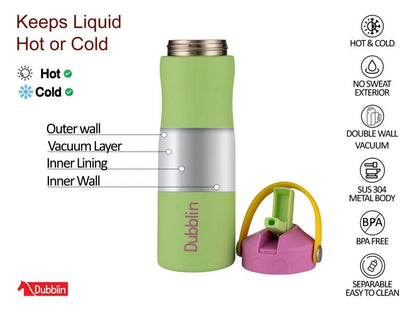 Dubblin Fancy 500 Thermal Vacuum Insulated Bottle with Straw