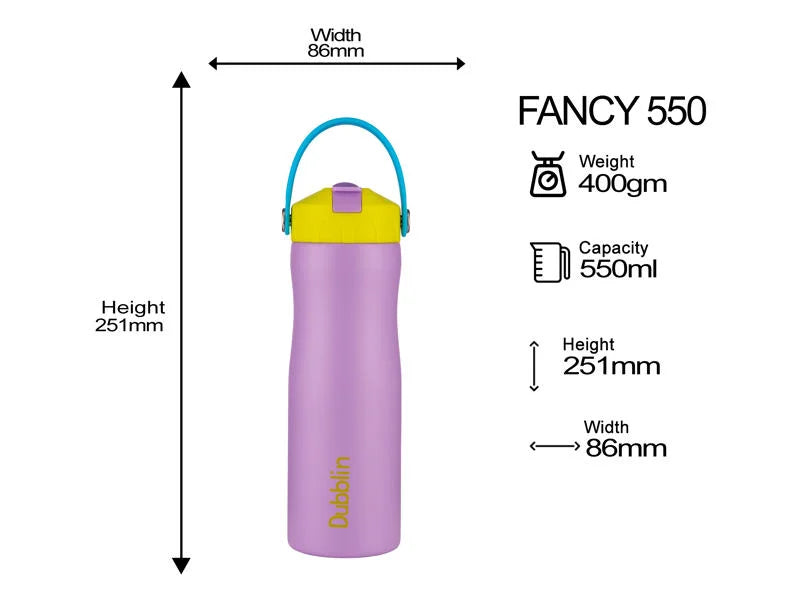 Dubblin Fancy 500 Thermal Vacuum Insulated Bottle with Straw