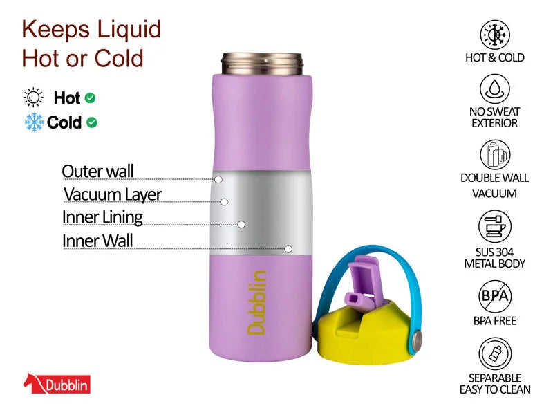 Dubblin Fancy 500 Thermal Vacuum Insulated Bottle with Straw
