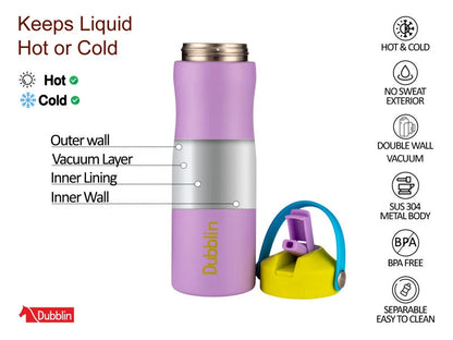 Dubblin Fancy 500 Thermal Vacuum Insulated Bottle with Straw