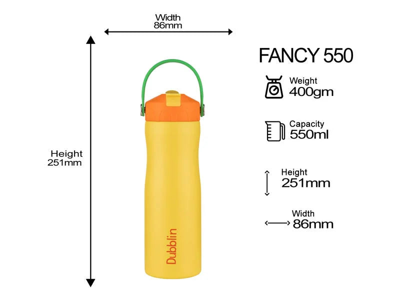 Dubblin Fancy 500 Thermal Vacuum Insulated Bottle with Straw