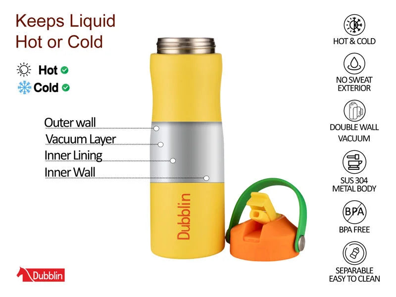 Dubblin Fancy 500 Thermal Vacuum Insulated Bottle with Straw