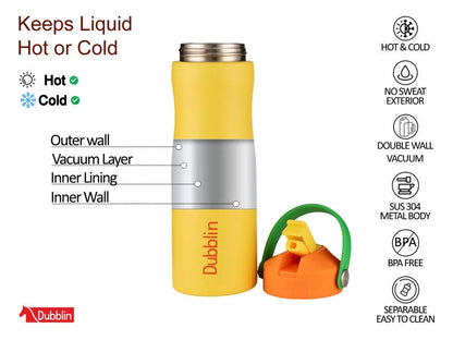 Dubblin Fancy 500 Thermal Vacuum Insulated Bottle with Straw