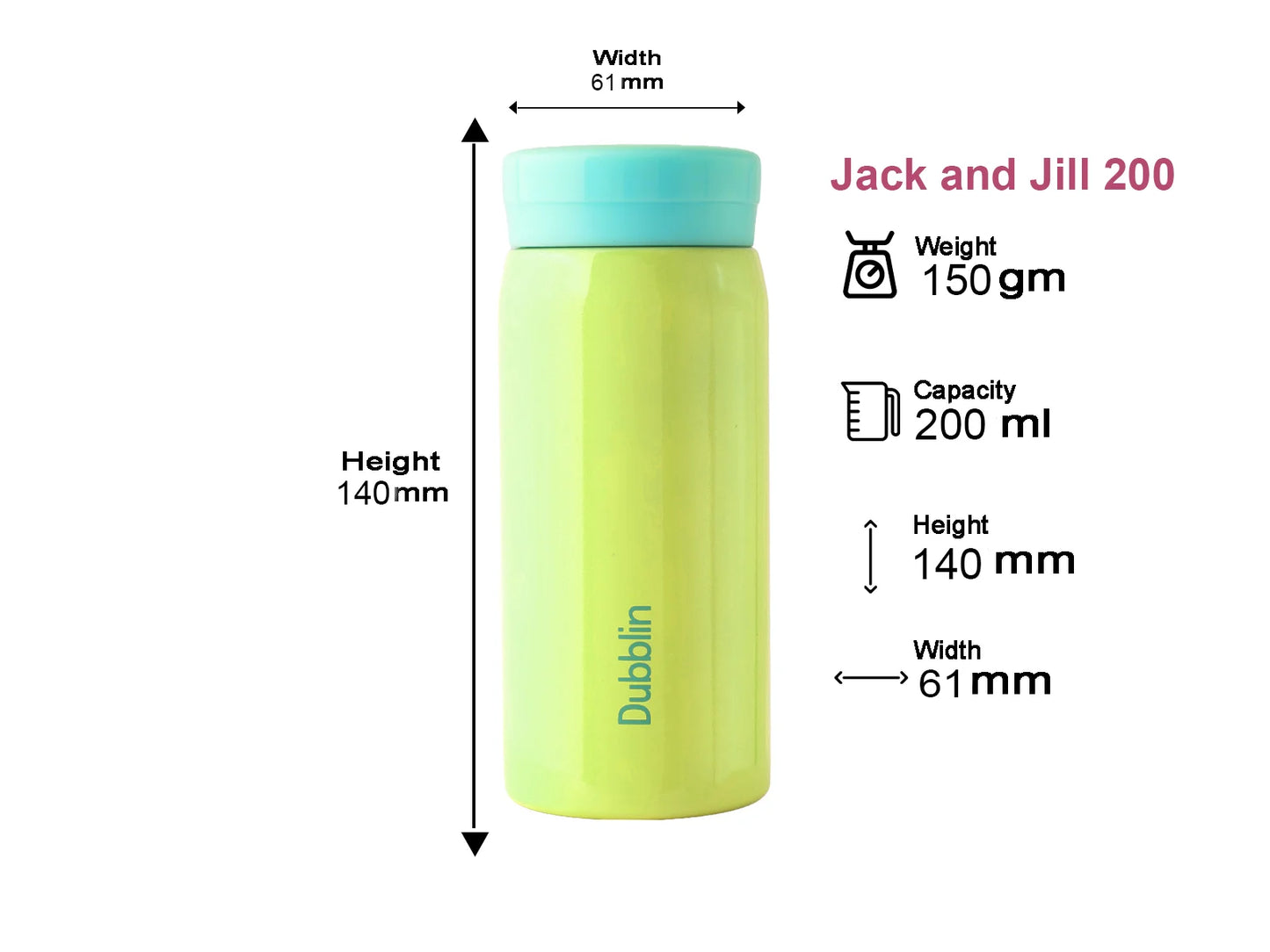 Dubblin Jack & Jill 200ml Thermal Vacuum Insulated Bottle