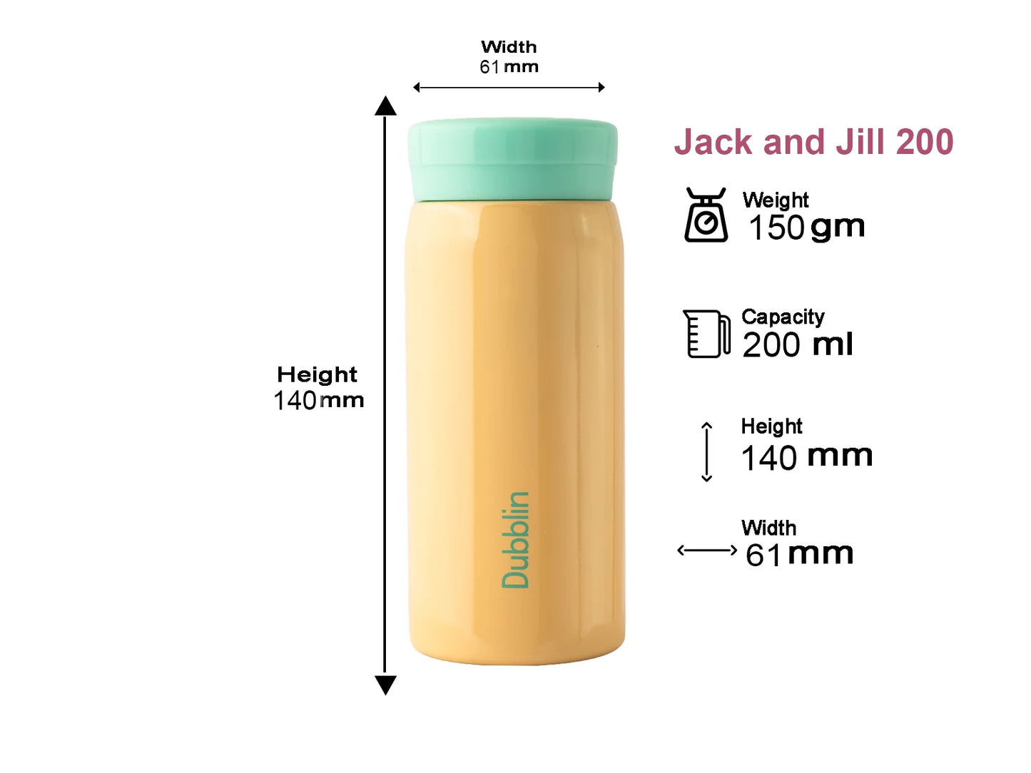 Dubblin Jack & Jill 200ml Thermal Vacuum Insulated Bottle