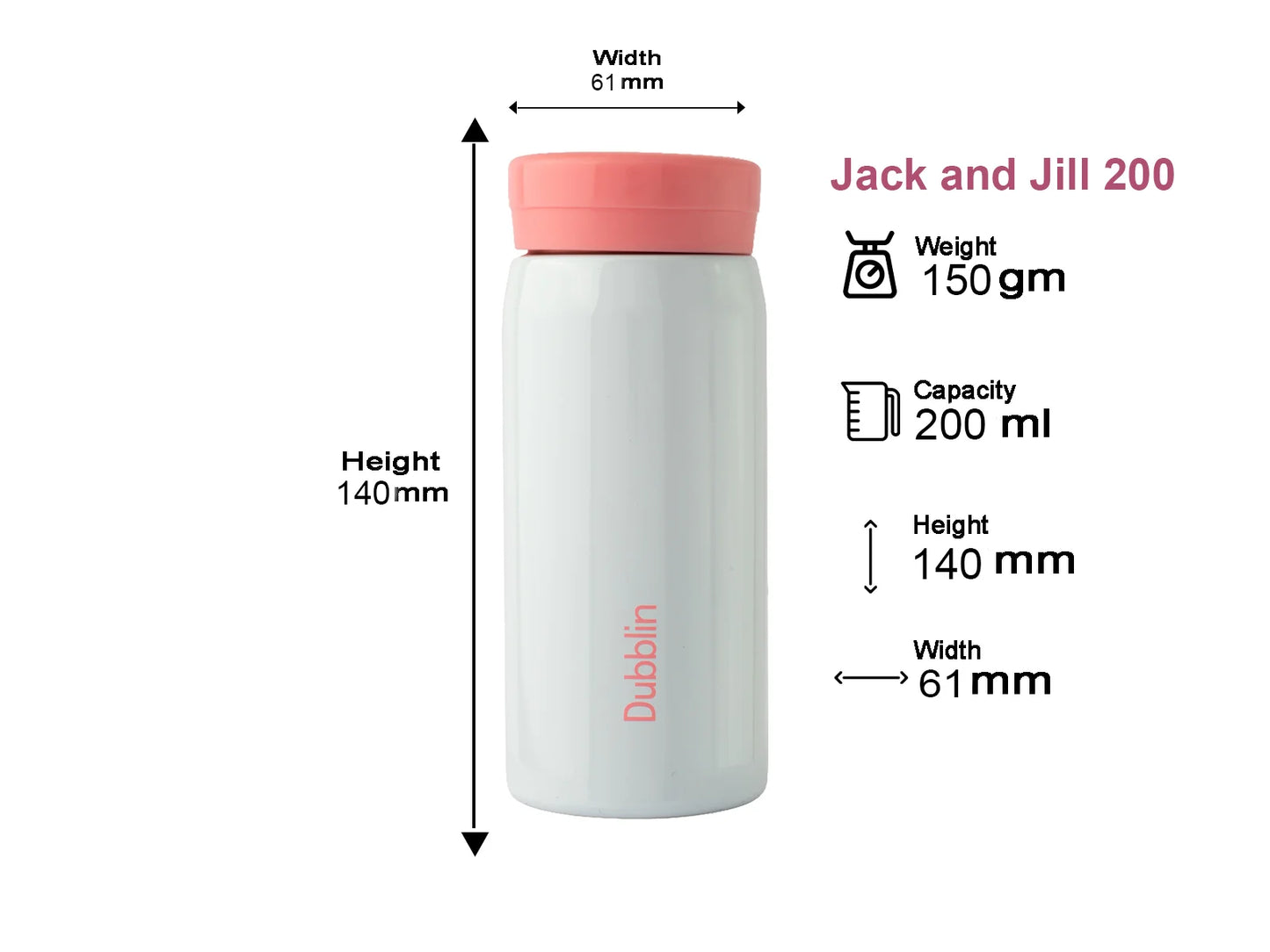 Dubblin Jack & Jill 200ml Thermal Vacuum Insulated Bottle