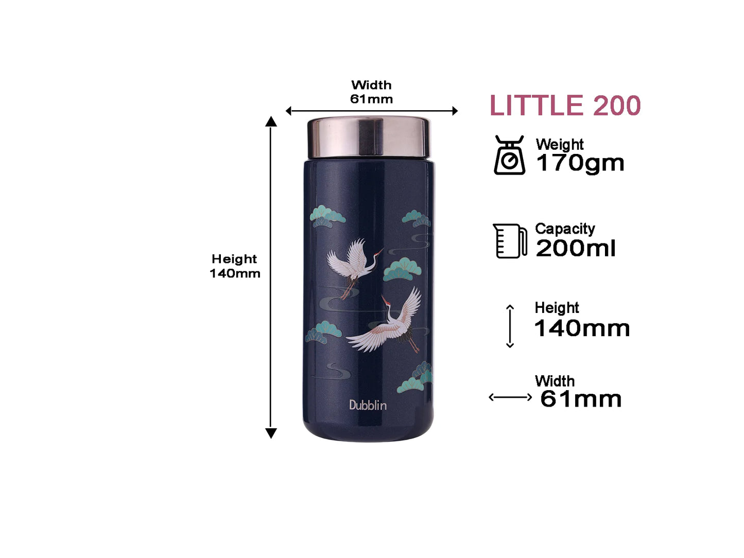 Dubblin Little 200ml Thermal Vacuum Insulated Bottle