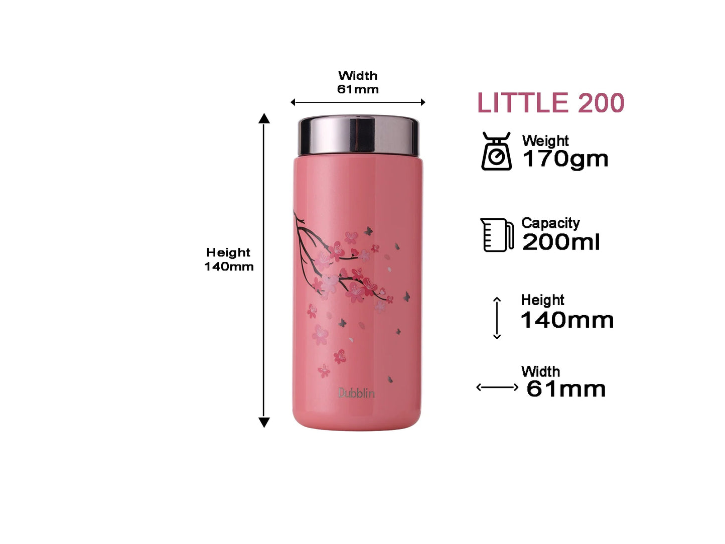 Dubblin Little 200ml Thermal Vacuum Insulated Bottle