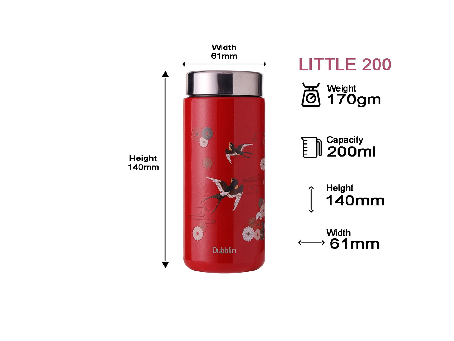 Dubblin Little 200ml Thermal Vacuum Insulated Bottle