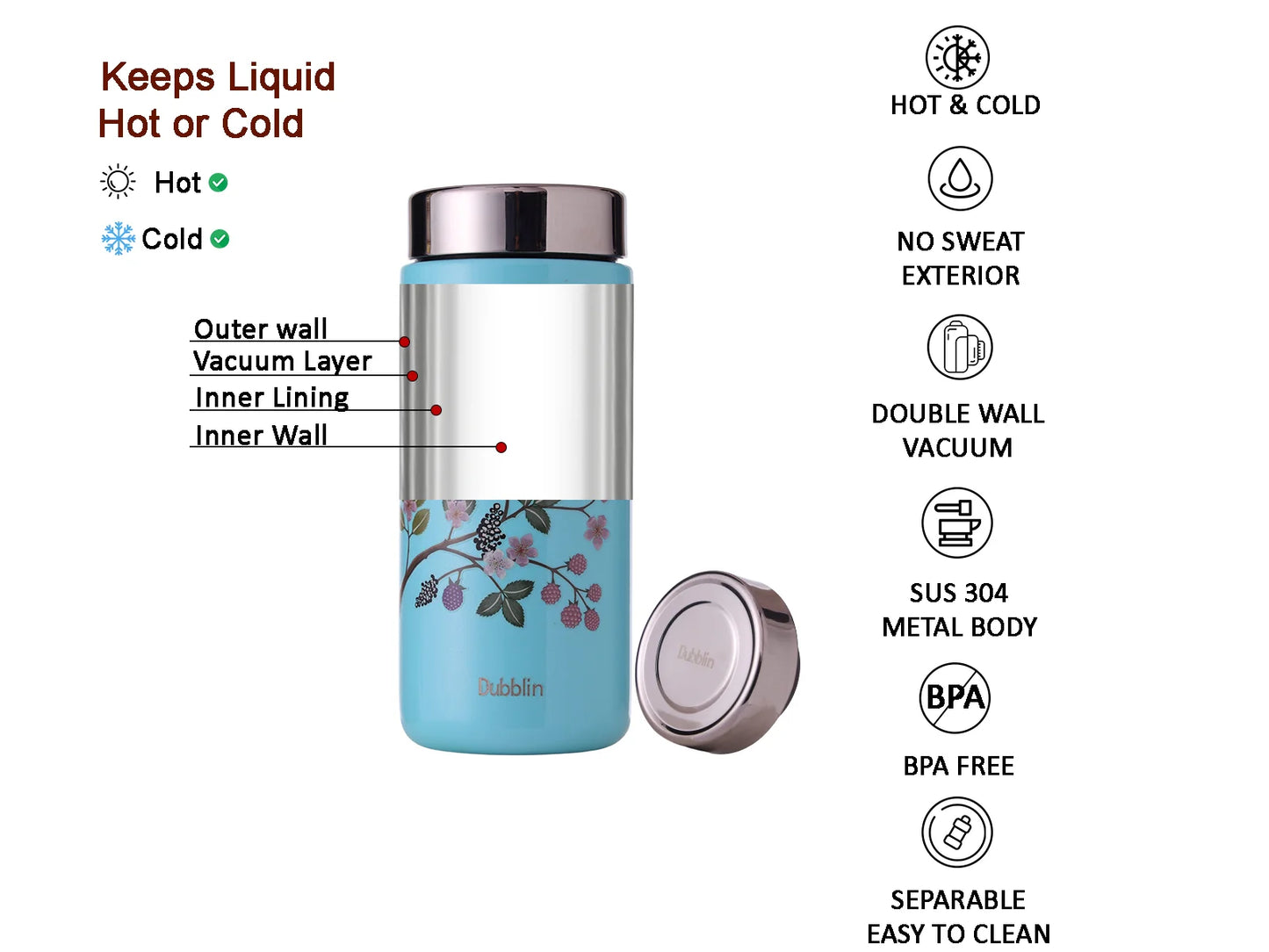 Dubblin Little 200ml Thermal Vacuum Insulated Bottle