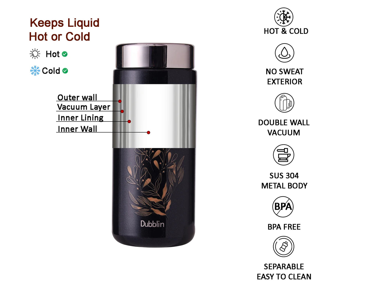 Dubblin Little 200ml Thermal Vacuum Insulated Bottle