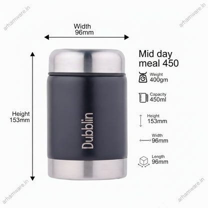 Dubblin Mid Day Meal 450ml Thermal Vacuum Insulated Food Container