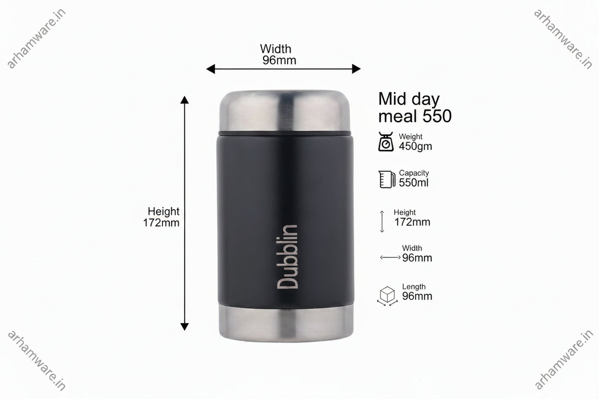 Dubblin Mid Day Meal 550ml Thermal Vacuum Insulated Food Container