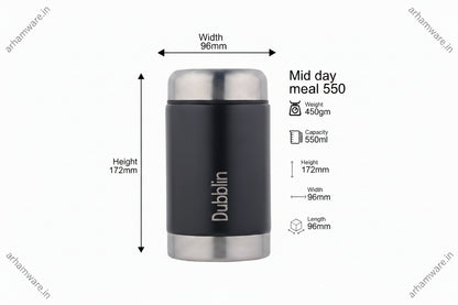 Dubblin Mid Day Meal 550ml Thermal Vacuum Insulated Food Container