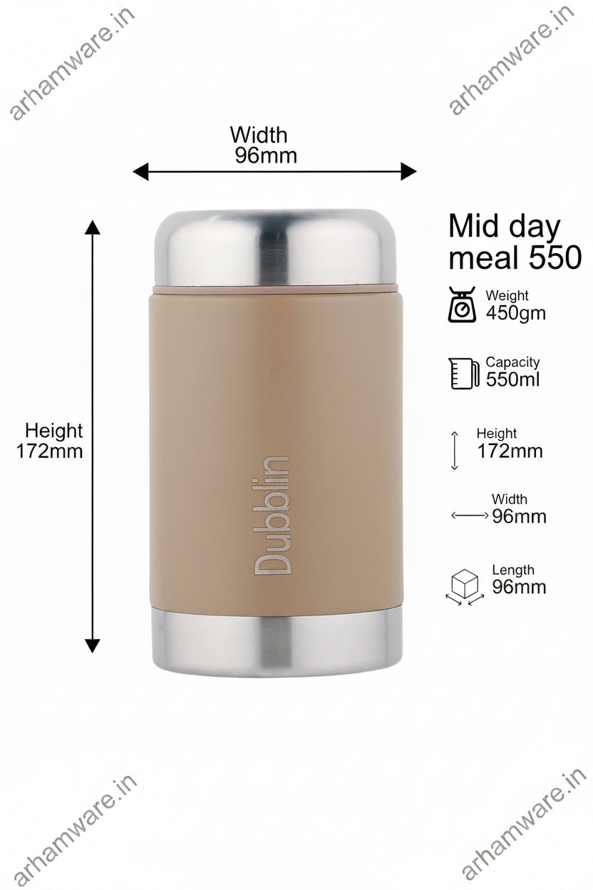 Dubblin Mid Day Meal 550ml Thermal Vacuum Insulated Food Container