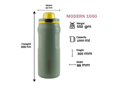 Dubblin Modern 1000 Thermal Vacuum Insulated Bottle (Twin Flow: Normal Sipper Plus Straw Sipper)