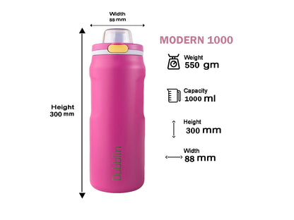 Dubblin Modern 1000 Thermal Vacuum Insulated Bottle (Twin Flow: Normal Sipper Plus Straw Sipper)