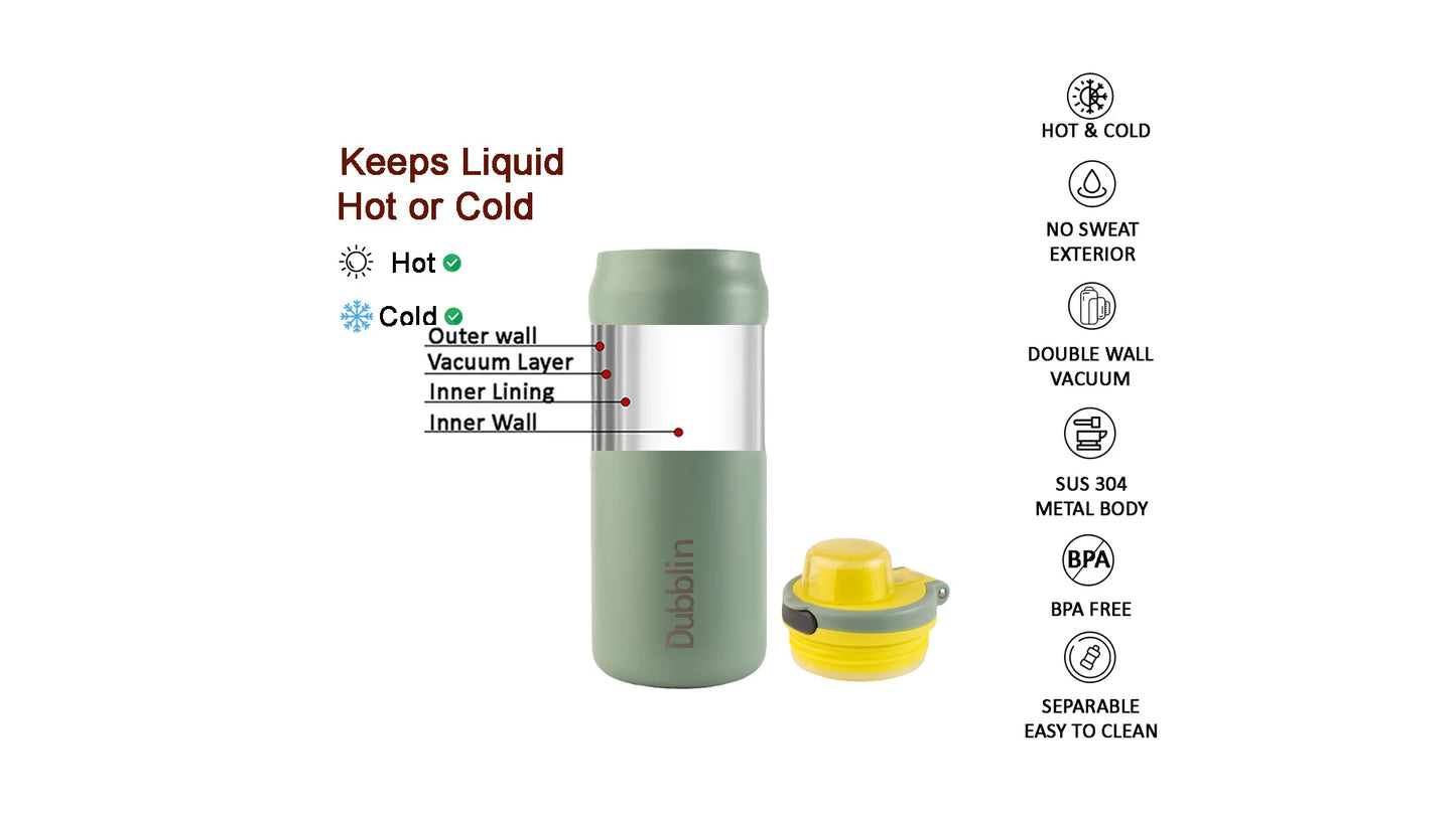 Dubblin Modern 600 Thermal Vacuum Insulated Bottle (Twin Flow: Normal Sipper Plus Straw Sipper)