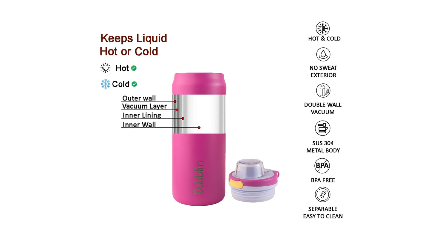 Dubblin Modern 750 Thermal Vacuum Insulated Bottle (Twin Flow: Normal Sipper Plus Straw Sipper)