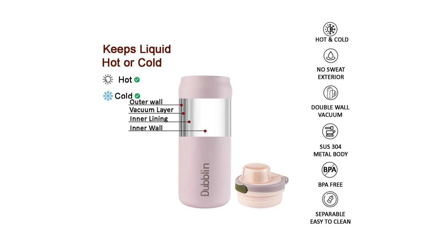 Dubblin Modern 1000 Thermal Vacuum Insulated Bottle (Twin Flow: Normal Sipper Plus Straw Sipper)