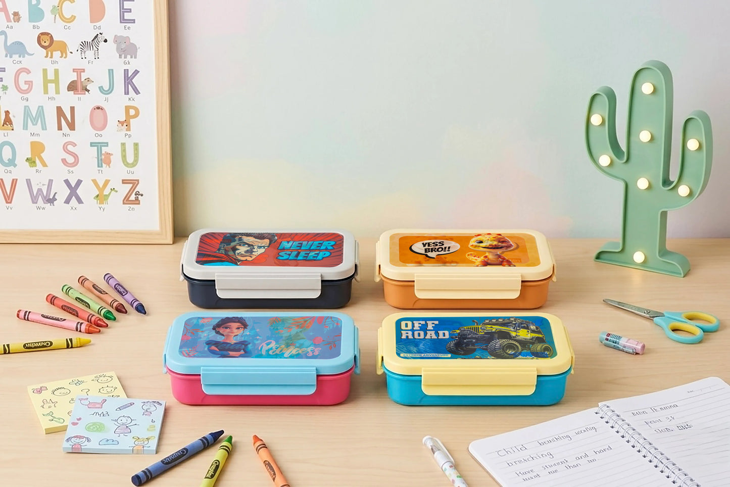 Dubblin Munch Stainless Steel Lunch Box with Inner Container (with Lenticular Sticker)
