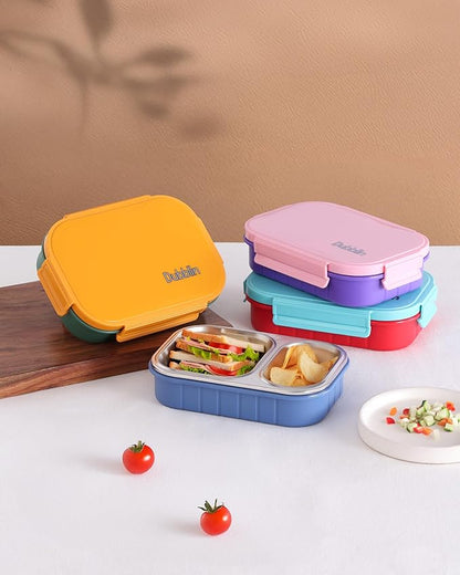 Dubblin Ricky Stainless Steel 2 Partition Lunch Box