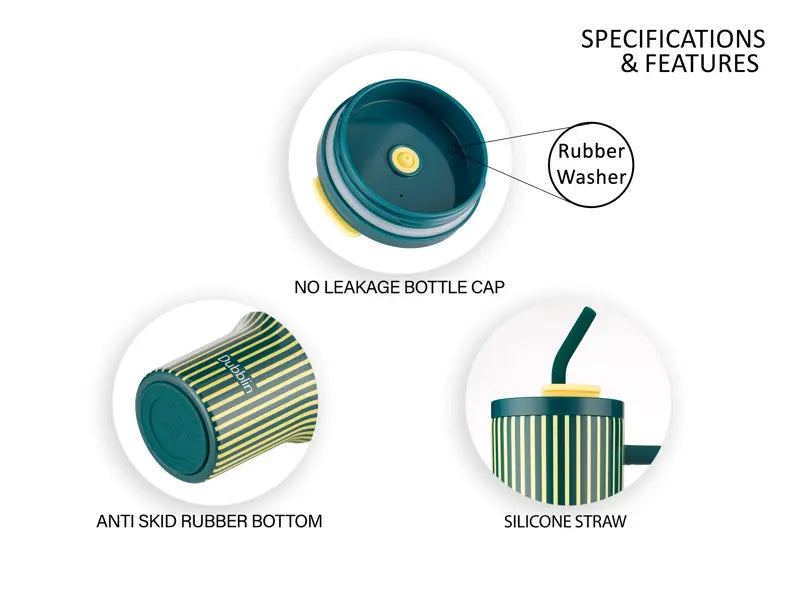 Dubblin Rock 1200ml Thermal Vacuum Insulated Mug with Stainless Steel Straw (Twin Flow: Normal Sipper Plus Straw Sipper)