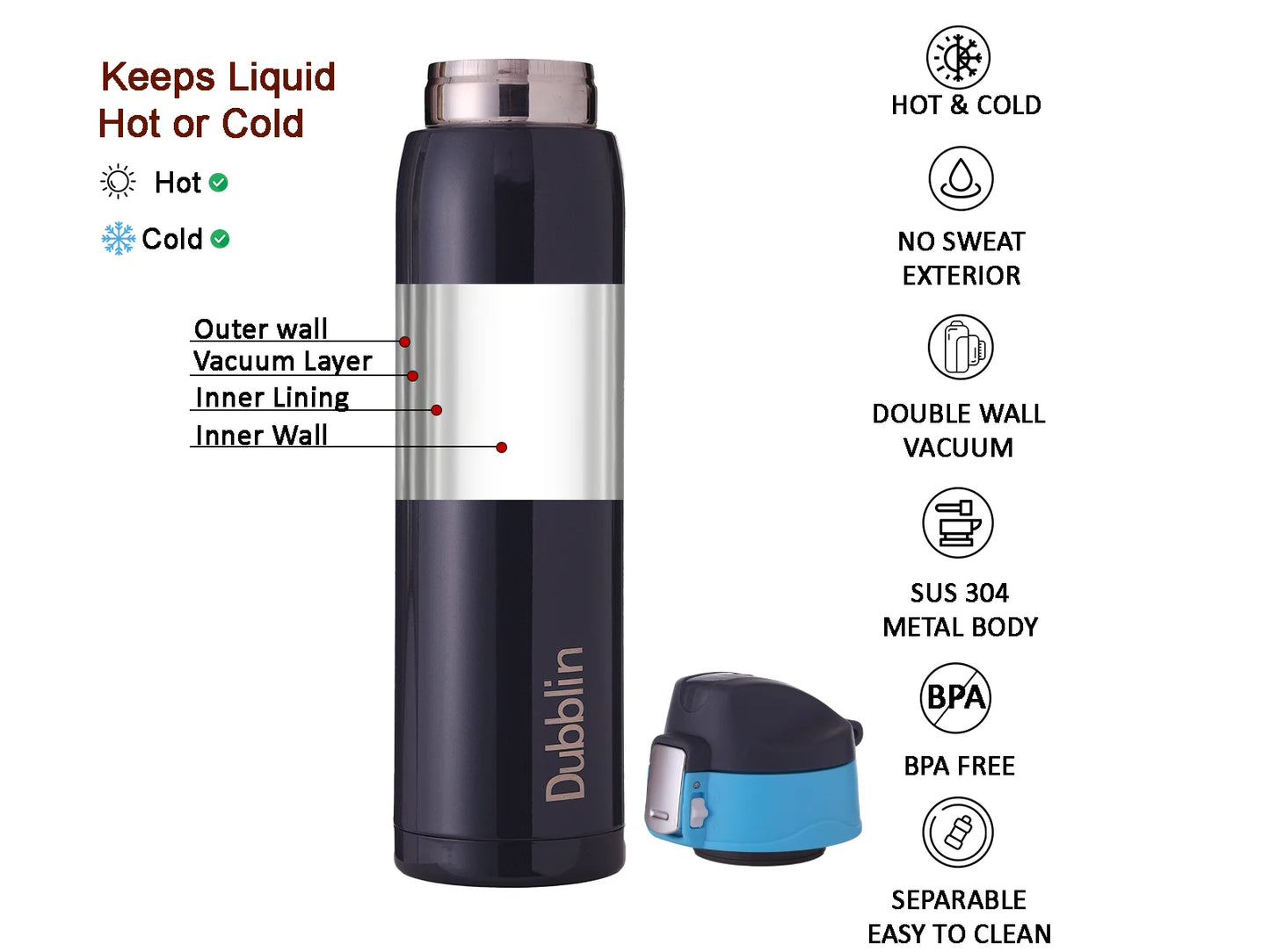 Dubblin Shade 750ml Thermal Vacuum Insulated Bottle
