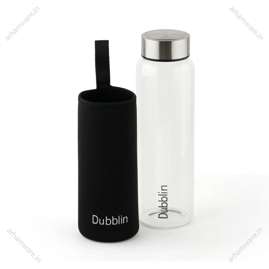 Dubblin Stream Borosilicate Glass Bottle With Bag