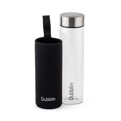 Dubblin Stream 600ml Slim Borosilicate Glass Bottle With Bag