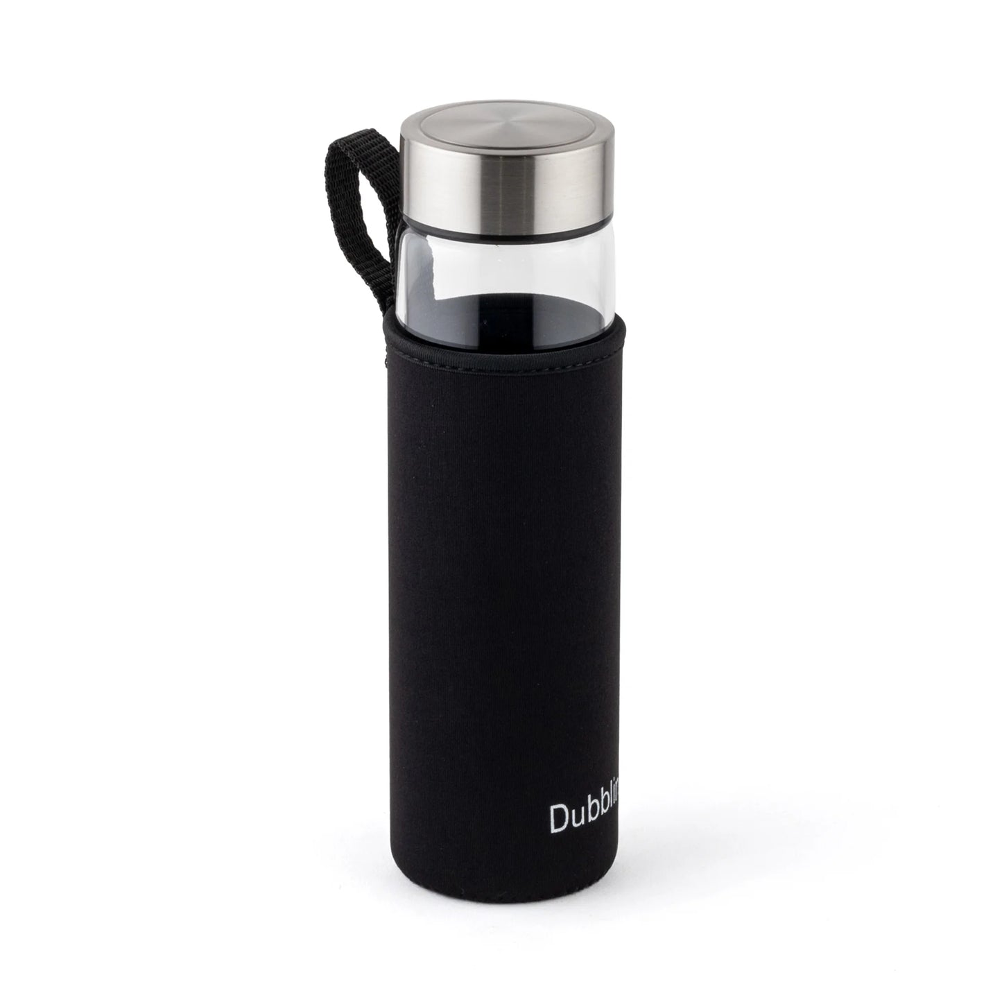 Dubblin Stream 600ml Slim Borosilicate Glass Bottle With Bag