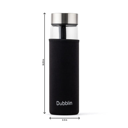 Dubblin Stream 600ml Slim Borosilicate Glass Bottle With Bag