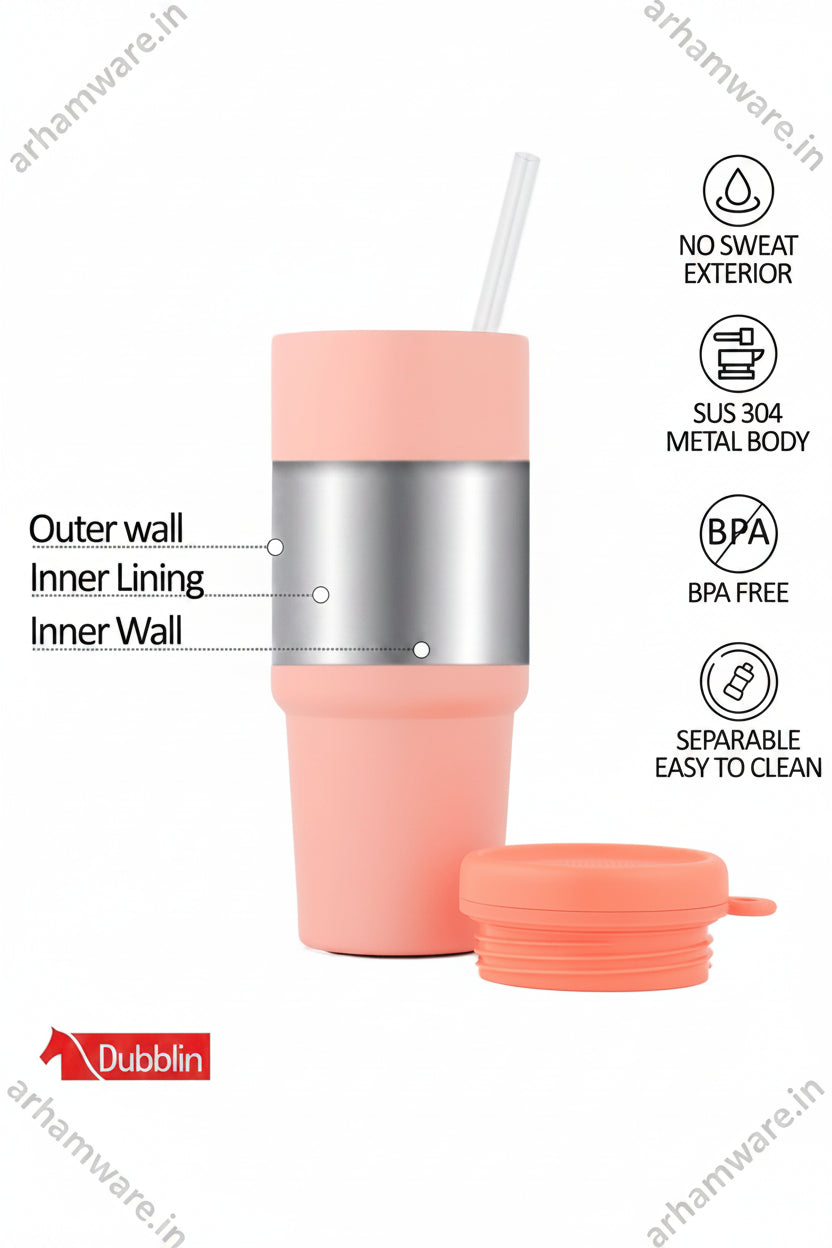 Dubblin York Mug 540 Stainless Steel with Straw
