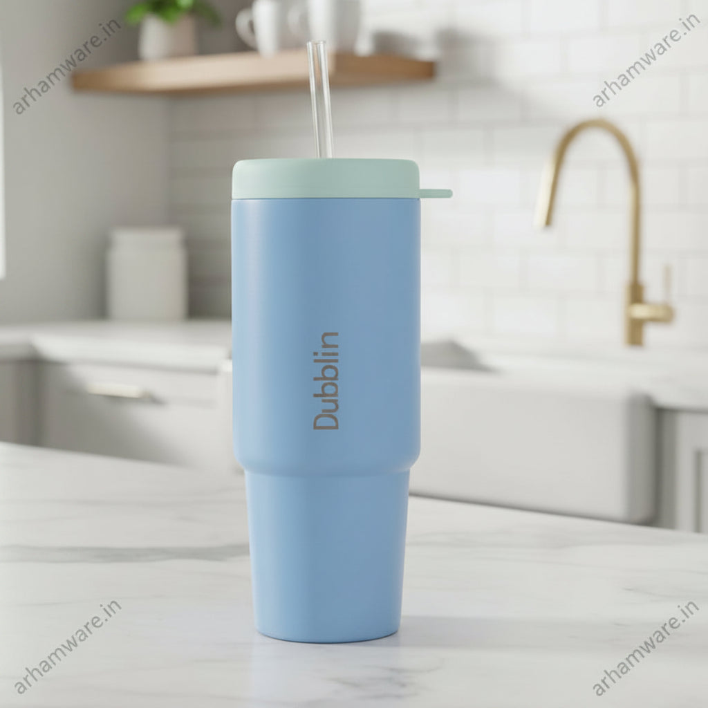 Dubblin York Mug 540 Stainless Steel with Straw