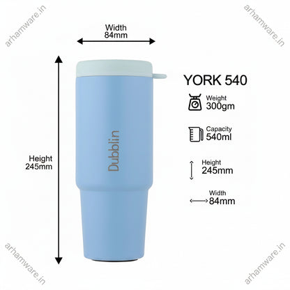 Dubblin York Mug 540 Stainless Steel with Straw