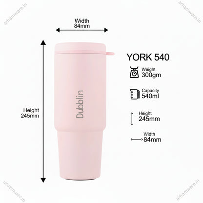 Dubblin York Mug 540 Stainless Steel with Straw