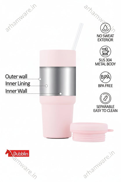 Dubblin York Mug 540 Stainless Steel with Straw