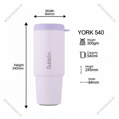 Dubblin York Mug 540 Stainless Steel with Straw