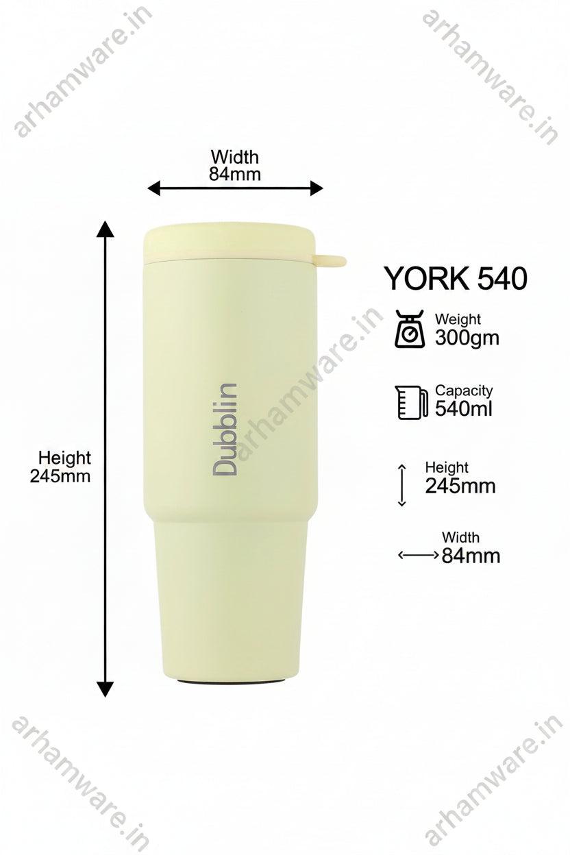 Dubblin York Mug 540 Stainless Steel with Straw