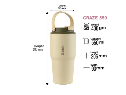 Dubblin Craze 550 Thermal Vacuum Insulated Sipper Bottle (Twin Flow: Normal Sipper Plus Straw Sipper)